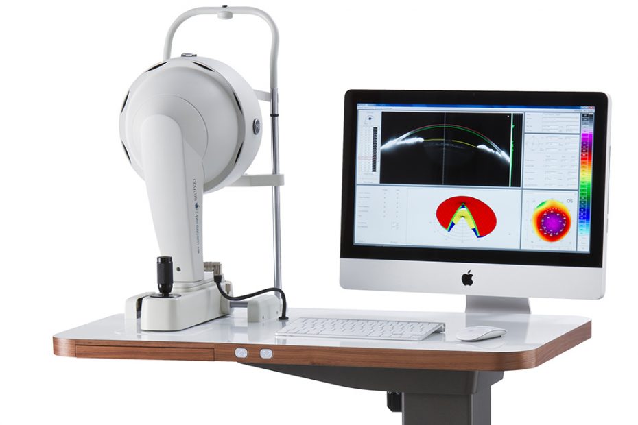 Aparelho que realiza o exame de Pentacam ou Tomografia de Córnea